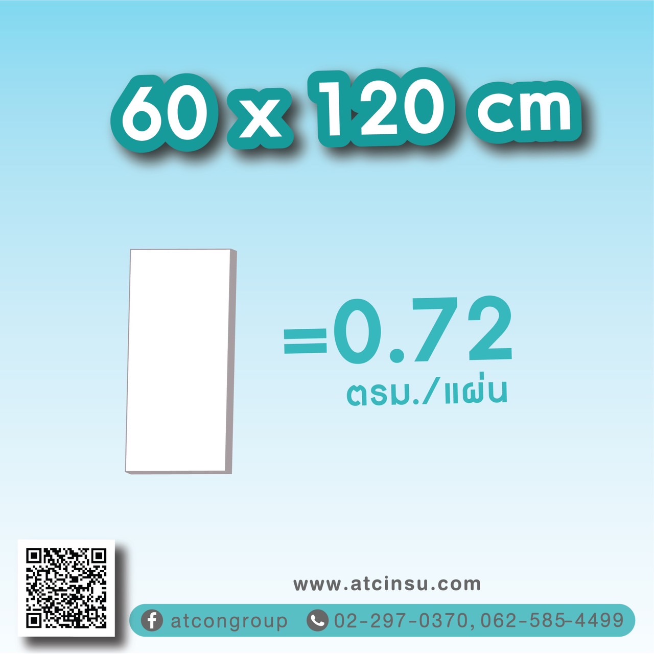 โฟมก้อน EPS ขนาด 60X120 CM เท่ากับ 0.72 ตรม. ต่อเเผ่น