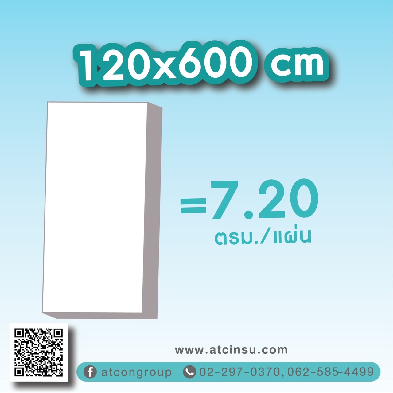 โฟมก้อน EPS ขนาด 120X600 CM เท่ากับ 7.20 ตรม. ต่อเเผ่น