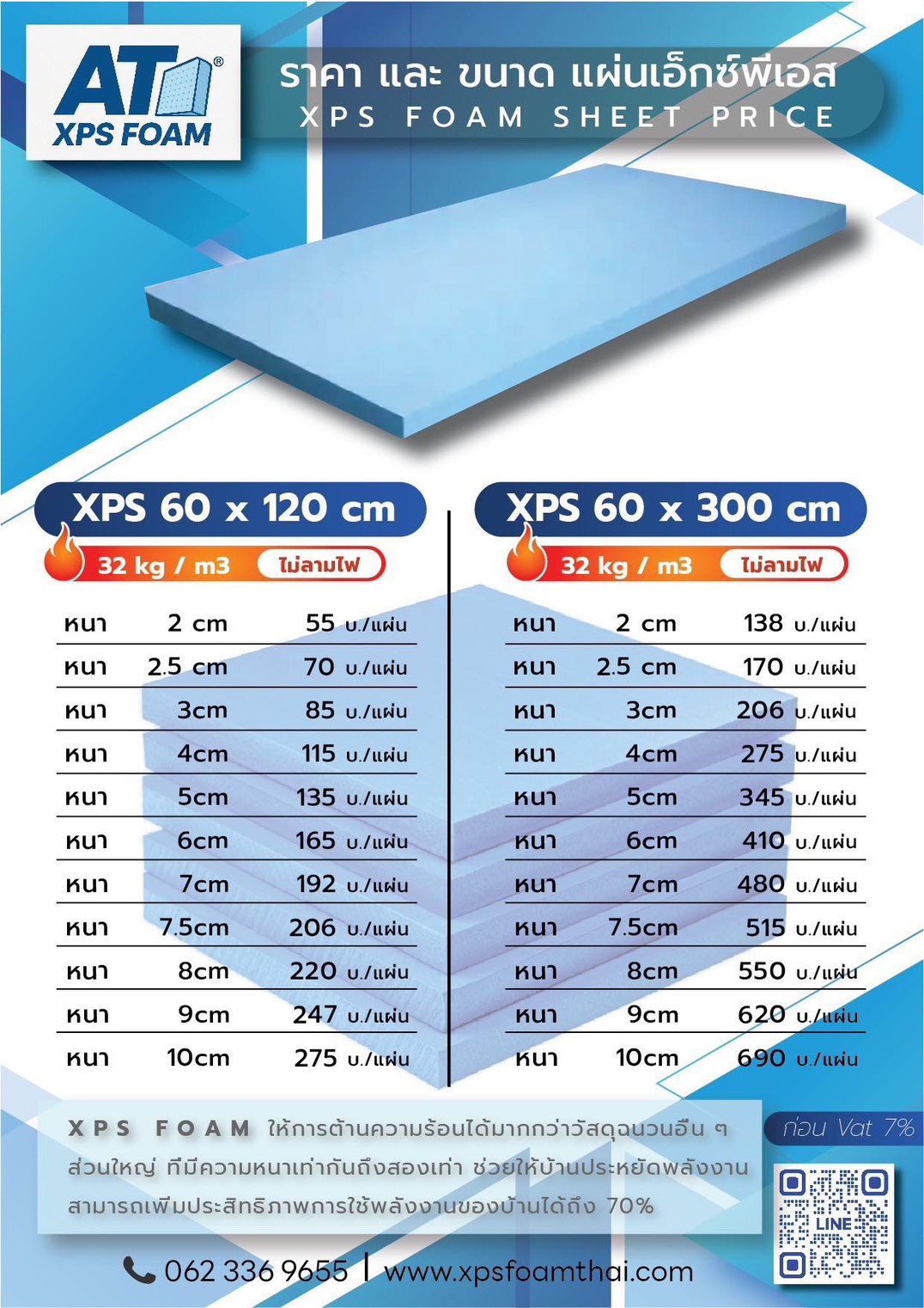 ขนาดเเละราคา (price) XPS 60x120 กับขนาด 60x300 32kg/m3 ไม่ลามไฟ โพลีสไตรีนอัดรีด (XPS) XPS โฟมบอร์ด XPS (โพลีสไตรีนอัด) ทำจากโพลีสไตรีนเรซินเป็นวัตถุดิบรวมถึงวัสดุเสริมและโพลิเมอร์อื่นๆ ในขณะที่ให้ความร้อนและฉีดตัวเร่งปฏิกิริยา จากนั้นจึงอัดขึ้นรูปเพื่อสร้างกระดานพลาสติกโฟมแข็ง มีค่าการดูดความชื้นต่ำมาก (แทบไม่มีการดูดซึมน้ำเลย) ค่าการนำความร้อนต่ำ และความต้านทานแรงอัดสูง พื้นผิวเรียบสม่ำเสมอ และภายในเป็นเซลล์ปิดสนิท ดังนั้นจึงมีคุณสมบัติต้านทานแรงดันสูง น้ำหนักเบา ไม่ดูดซับ อัดอากาศ ทนต่อการสึกหรอ และย่อยสลายไม่ได้