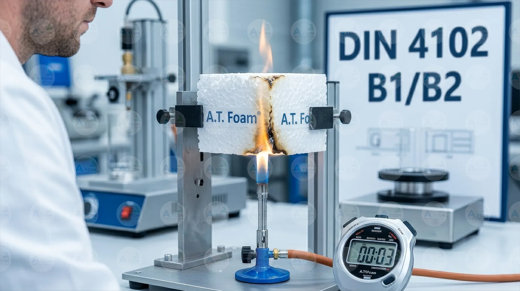 ผ่านการทดสอบจริง: การทดสอบแผ่น EPS Foam เกรดไม่ลามไฟ ที่ดับเองภายใน 3 วินาที