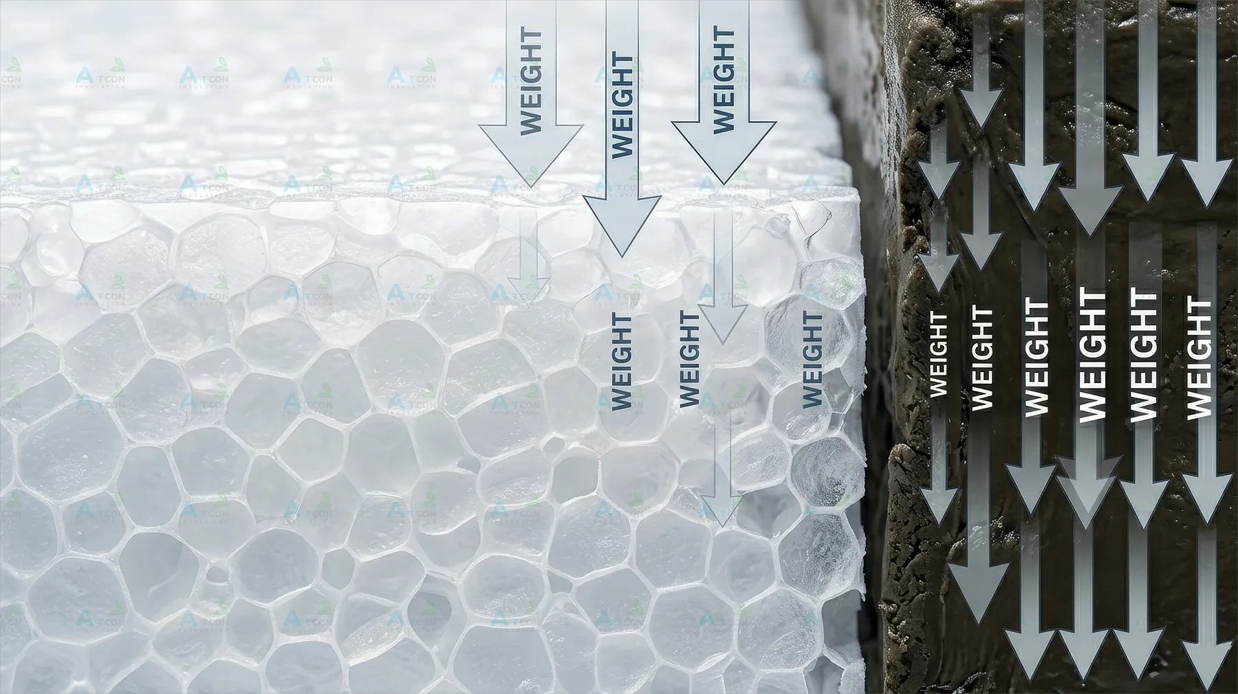 โครงสร้างเซลล์ปิด (Closed-Cell) ของ Geo-Foam ที่ทำให้น้ำหนักเบาเป็นพิเศษ